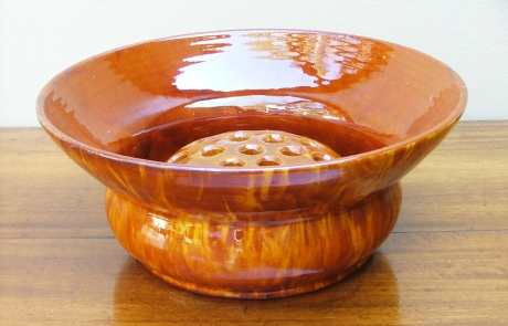 Linnware, A Large Ochre and Oxide Vase with Frog