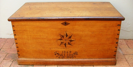 A Cape Yellowwood and Stinkwood Inlaid Kist, 1869