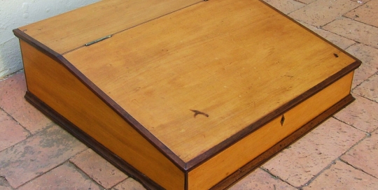 A Cape Yellowwood and Stinkwood Writing Slope, mid 19th c