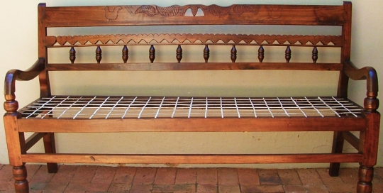 A Transvaal Hardwood 3 Seater Settee, late 19th c