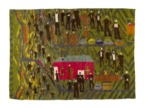 Philda Majozi and Ester Nxumalo, The burial of the prime minister (1966), karakul wool tapestry